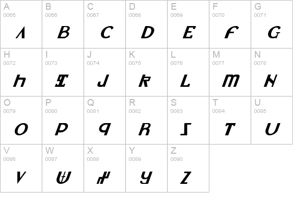 Lionheart Italic uppercase A-Z preview