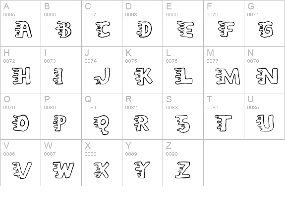 Liquidy Bulbous uppercase A-Z preview