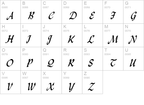 Lisbon Cursive uppercase A-Z preview