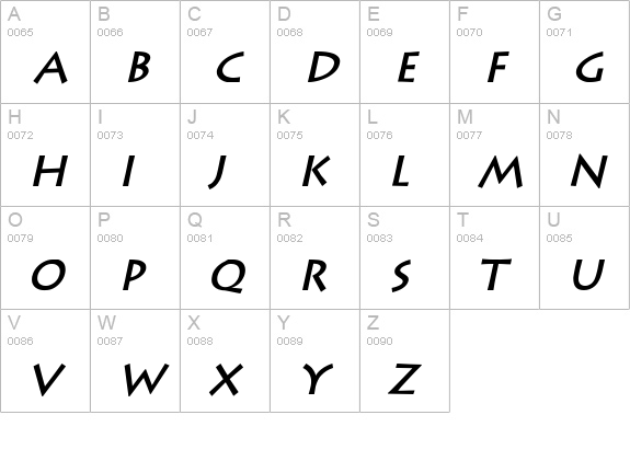 Liste Bold Italic uppercase A-Z preview