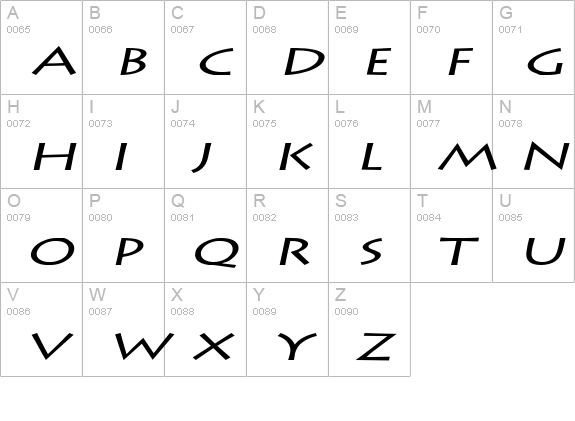 Liste Extended Italic uppercase A-Z preview