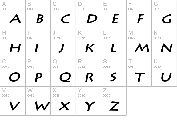 Liste Wide BoldItalic uppercase A-Z preview