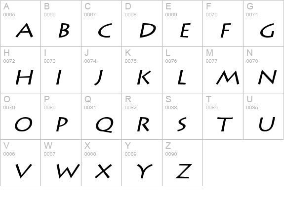 Liste Wide Italic uppercase A-Z preview
