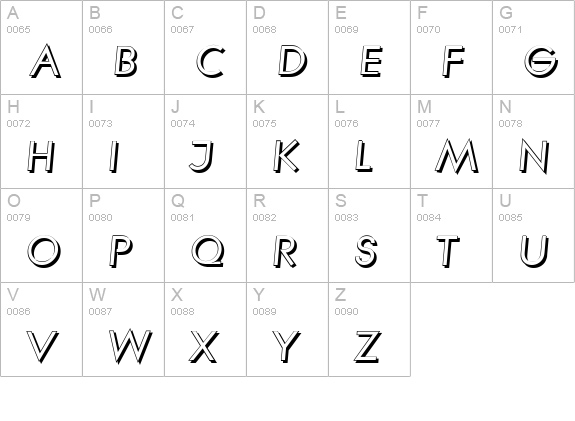 LiteraShadow-BoldItalic uppercase A-Z preview