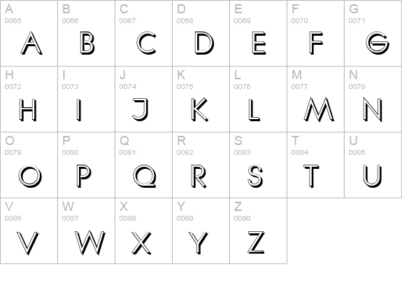 LiteraShadow-Regular uppercase A-Z preview