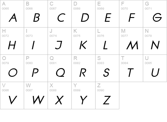 Lithe Bold Italic uppercase A-Z preview