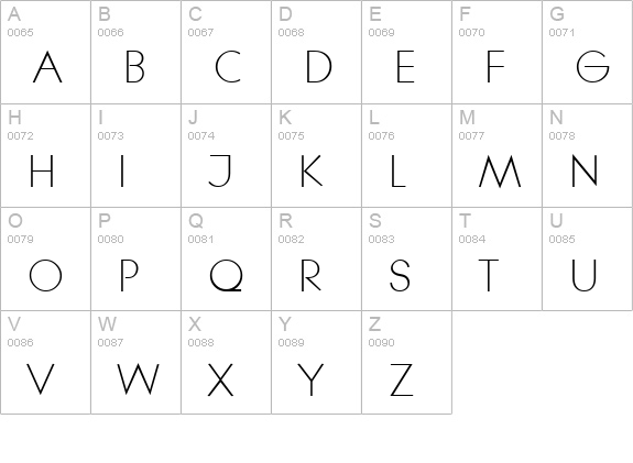 LitheLight Regular uppercase A-Z preview