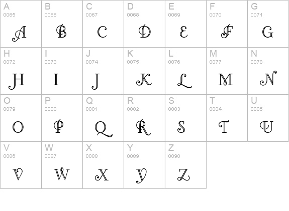 LittleLordFontleroy uppercase A-Z preview