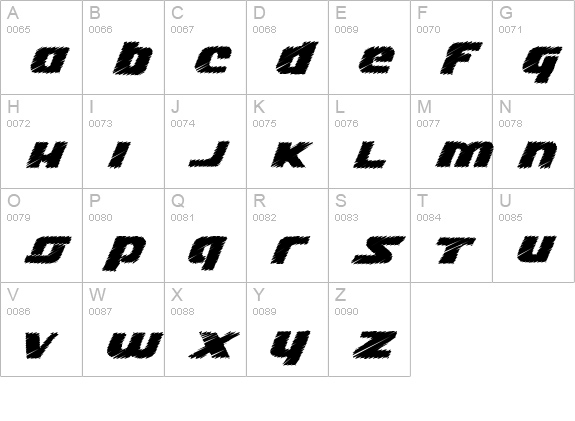 Lizzie uppercase A-Z preview