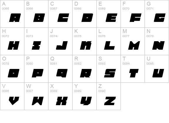 Lobo Tommy ExpItalic uppercase A-Z preview