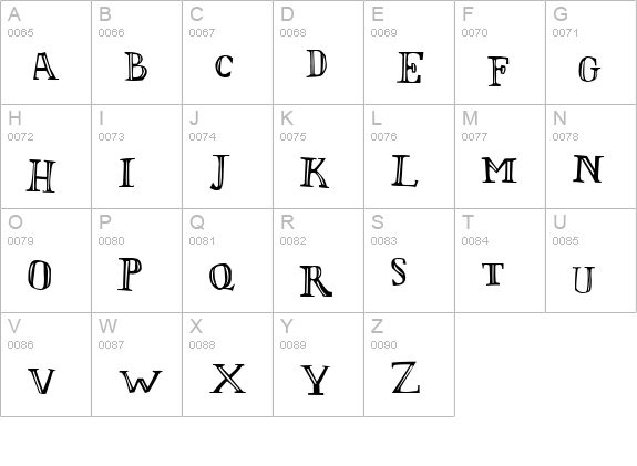 LOlivier Irregular uppercase A-Z preview