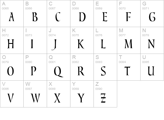 Lombardic Narrow uppercase A-Z preview