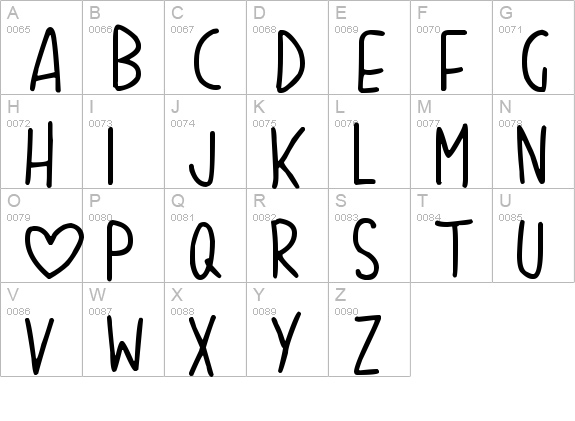 Love Me uppercase A-Z preview