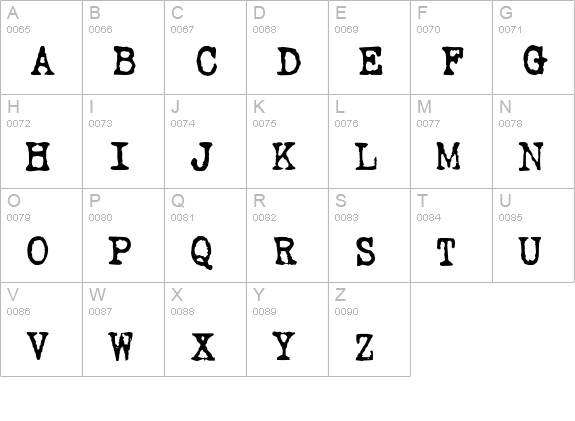 LoveLetterTypewriter uppercase A-Z preview