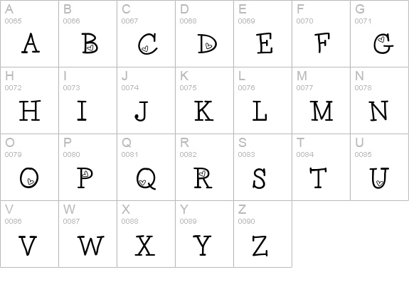 LoveNessTwo uppercase A-Z preview