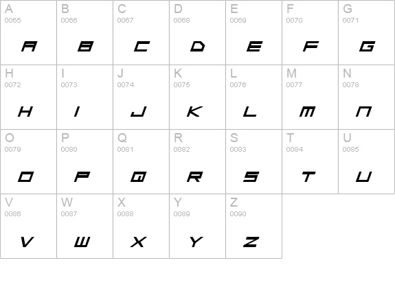 Low Gun Screen Bold ExpItalic uppercase A-Z preview