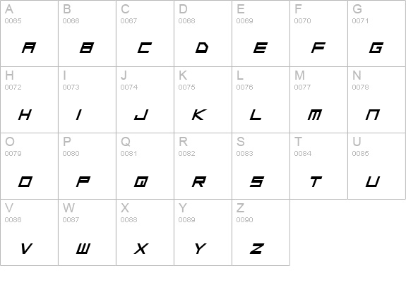 Low Gun Screen Bold Italic uppercase A-Z preview