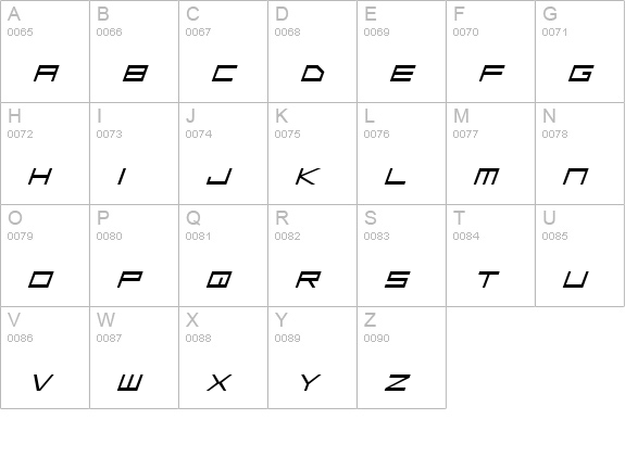 Low Gun Screen Expanded Italic uppercase A-Z preview