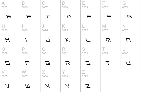 Low Gun Screen Leftalic uppercase A-Z preview