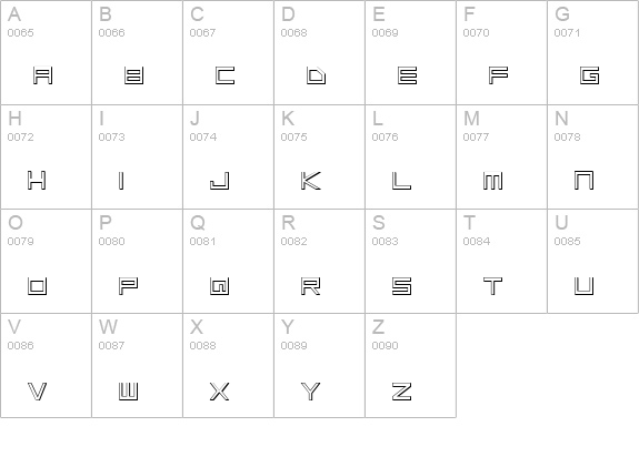 Low Gun Screen Outline uppercase A-Z preview