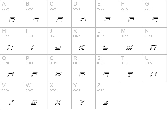 Low Gun Screen Outline Italic uppercase A-Z preview