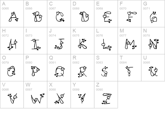 LSHeartThrob uppercase A-Z preview