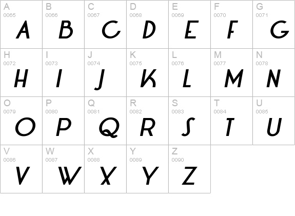 LT Oksana Bold Italic uppercase A-Z preview