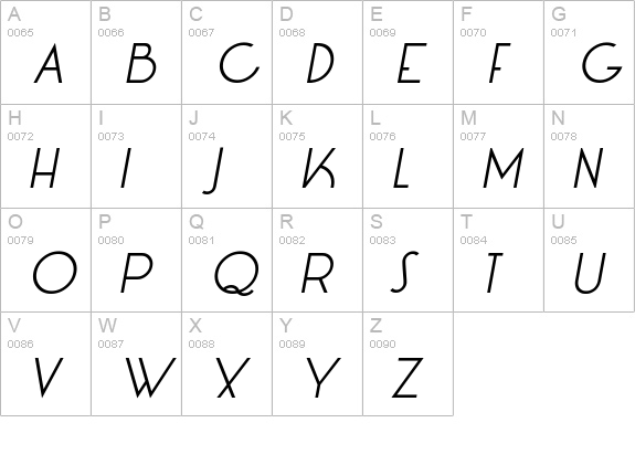 LT Oksana Italic uppercase A-Z preview