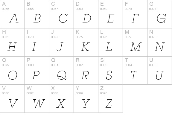 Lubalin Graph* Extra Light Oblique uppercase A-Z preview