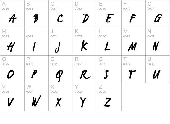 LucasHandFeetBold uppercase A-Z preview