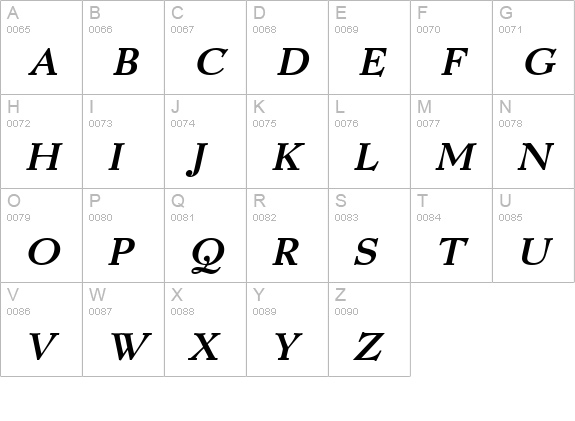 Luciano BoldItalic uppercase A-Z preview