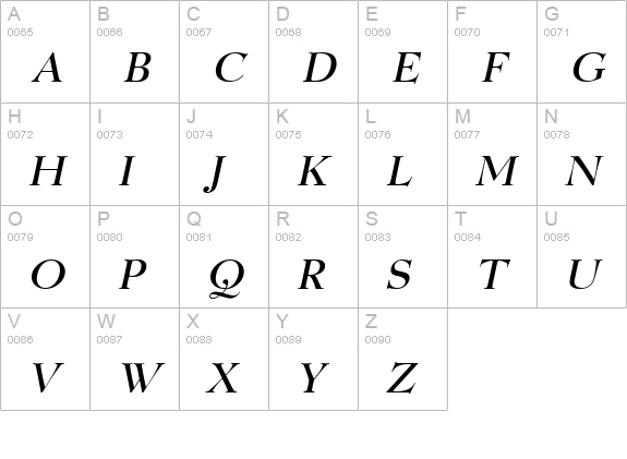 Luciano Italic uppercase A-Z preview