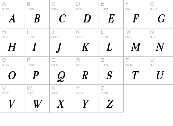 Luciano Thin BoldItalic uppercase A-Z preview