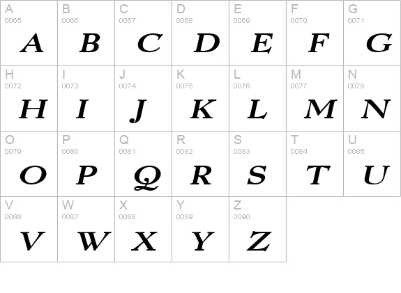 Luciano Wide BoldItalic uppercase A-Z preview