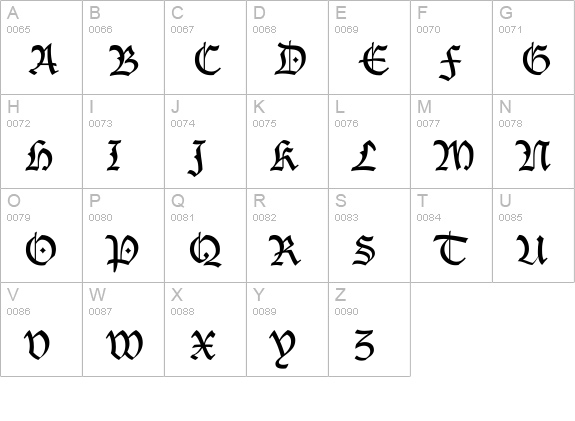 Lucida Blacklet uppercase A-Z preview