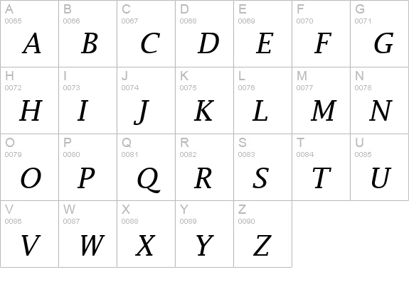 Lucida Fax Italic uppercase A-Z preview