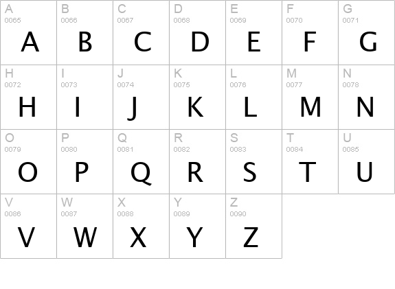 Lucida Grande uppercase A-Z preview