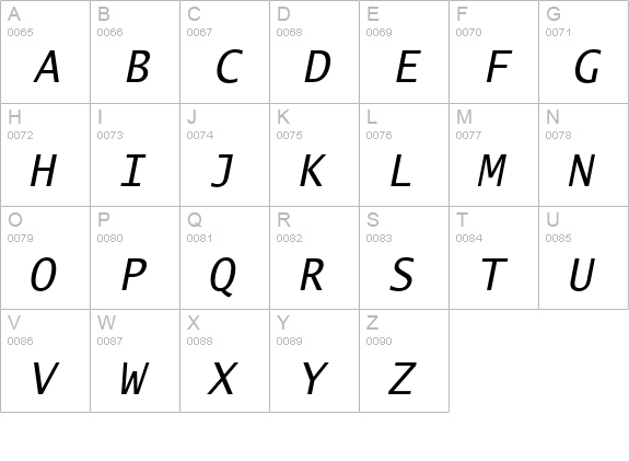 Lucida Sans Typewriter Std Oblique uppercase A-Z preview