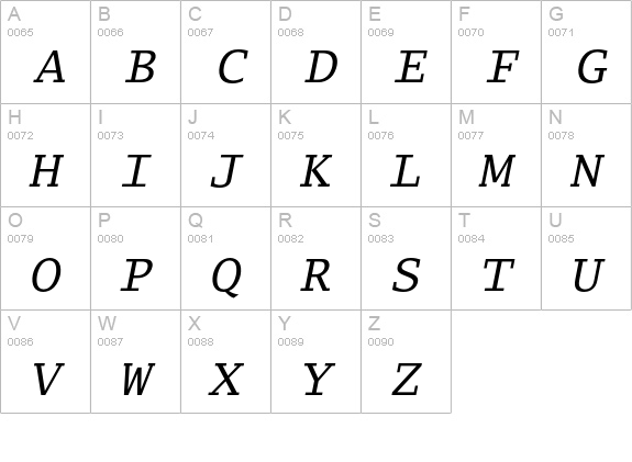 Lucida Typewriter Std Oblique uppercase A-Z preview