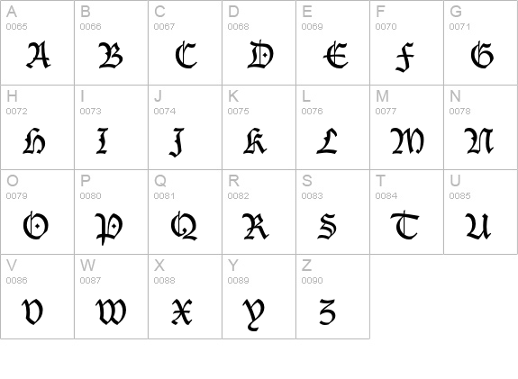 LucidaBlackletterEF uppercase A-Z preview
