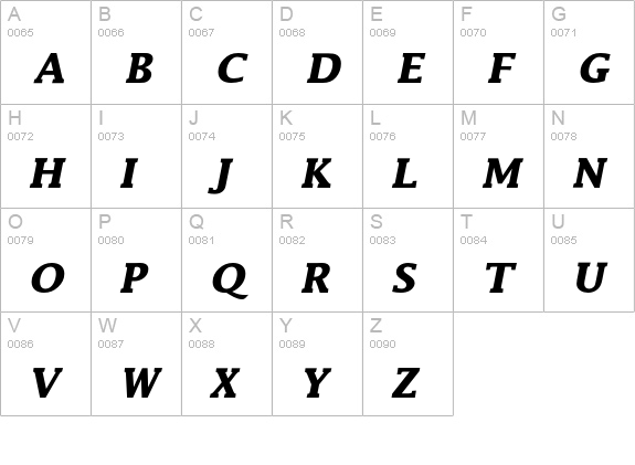 LucidaEF-BoldItalic uppercase A-Z preview