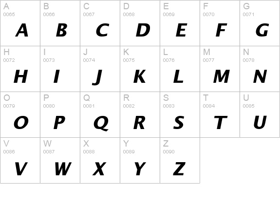 LucidaSansEF-BoldItalic uppercase A-Z preview