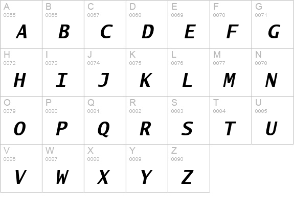 LucidaSansTypeEF-BoldObl uppercase A-Z preview