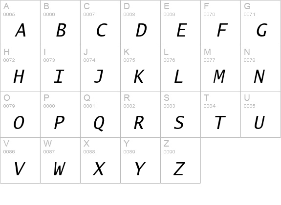 LucidaSansTypeEF-Obl uppercase A-Z preview