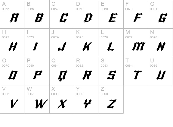 Luciferius Italic uppercase A-Z preview