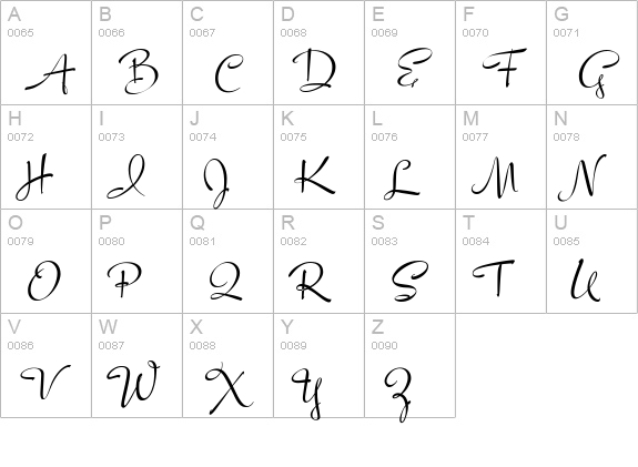 LucyScriptCapitals uppercase A-Z preview