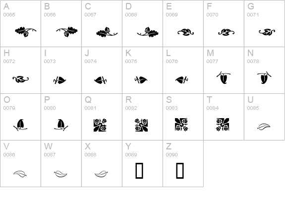 Ludlow Dingbats uppercase A-Z preview