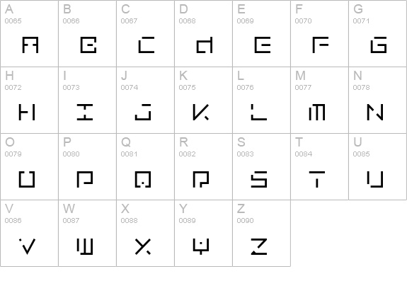 LuggageBrokenLight uppercase A-Z preview