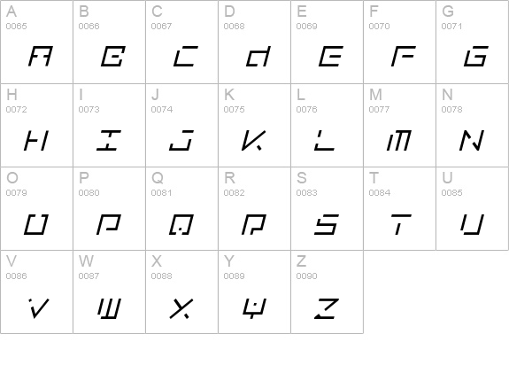 LuggageBrokenLightObl uppercase A-Z preview