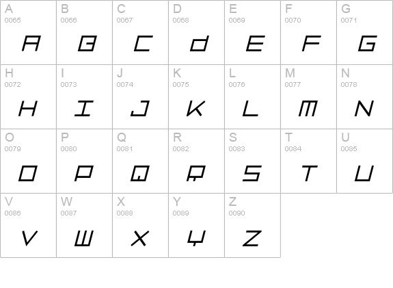 LuggageLightObl uppercase A-Z preview